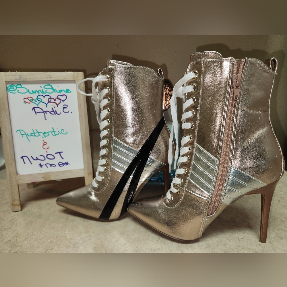 Womens High Heel Sneaker Boot, SZ: 5.5, Rose Gold ~ NWOT